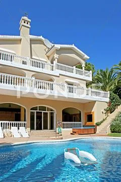 Exterior Of Large, Luxury Villa On The Costa Del Sol In Spain