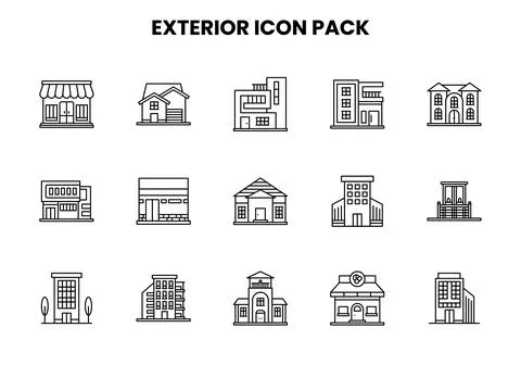 Exterior Line Icons Pack Ilustración de archivo