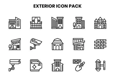 Exterior Line Icons Pack Ilustración de archivo