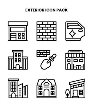 Exterior Line Vector Icons Pack Ilustración de archivo