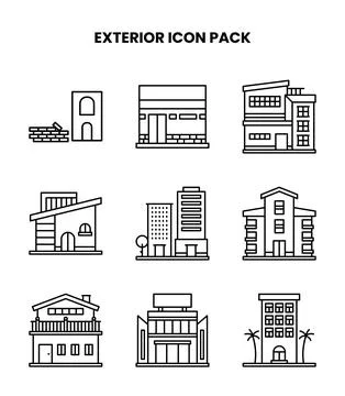 Exterior Line Vector Icons Pack Stock Illustration