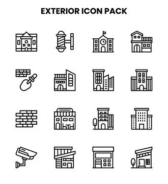 Exterior Line Vector Icons Pack Ilustración de archivo