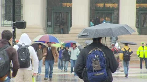 Exterior Massachusetts Institute of Technology Dome Cambridge MA in Rain 2 Stock Footage