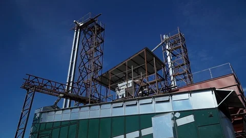 Exterior of modern grain dryer complex 库存影片 98109526