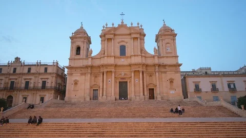 Exterior of the Noto Cathedral in the Noto, Sicily, Italy, Europe. Stock Footage 111747853