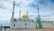 Exterior Of The Nur Astana Mosque Timelapse Hyperlapse In Astana, Kazakhstan Stock Footage