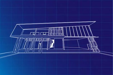 Exterior perspective architecture abstract, 3d illustration Stock Illustration