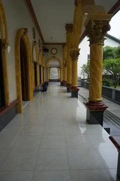 Exterior of the pillars of Mosque Stock Photos