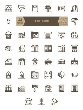 Exterior Premium Vector Bundle with 41 High Resolution Detail Enhanced Bold.. Stock Illustration