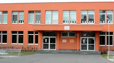 Exterior primary school - cloudy Stock Footage