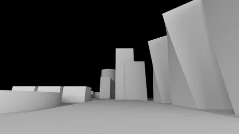 Exterior render of some building with black background Stock Illustration