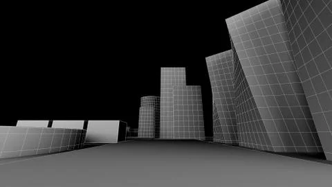 Exterior render of some building with black background Stock Illustration