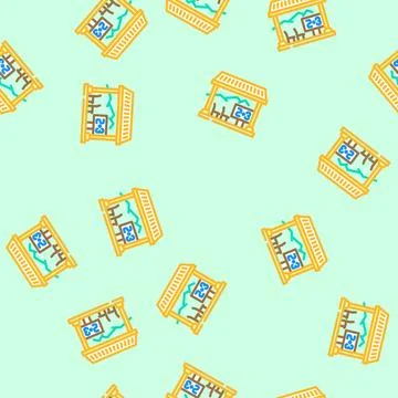 Exterior school building vector seamless pattern Stock Illustration