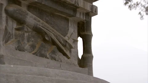 Exterior of Shaolin temple during snowfall Stock Footage 89813070