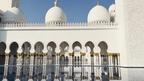Exterior of Sheikh Zayed Grand Mosque in Abu Dhabi, United Arab Emirates Stock Footage 331652001