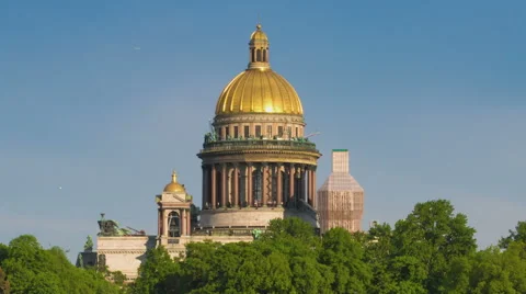 Exterior St. Isaac's Cathedral, Saint Petersburg, Russia Stock Footage