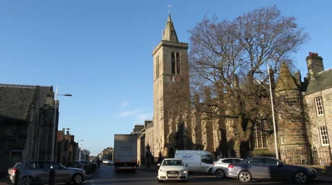 Exterior of St Salvators chapel part of St Andrews university Scotland Stock Footage