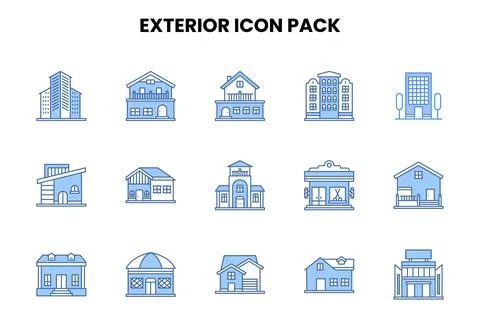Exterior Two Colour Bundle Icons Pack Stock-Illustration