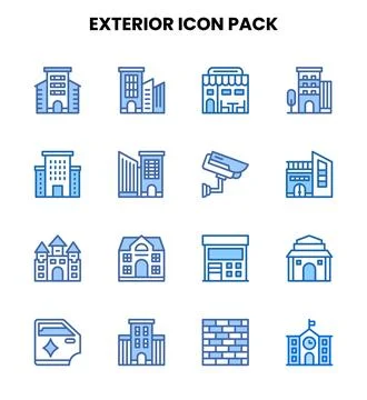 Exterior Two Colour Bundle Icons Pack Ilustración de archivo