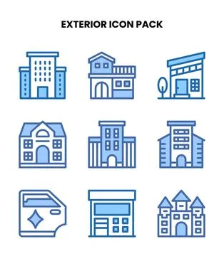 Exterior Two Colour Icons Pack Ilustración de archivo
