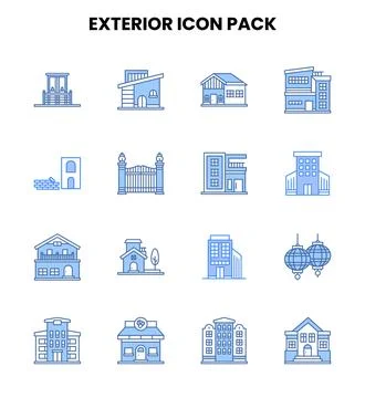 Exterior Two Colour Vector Icons Pack イラスト素材