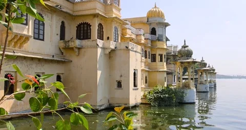 Exterior view of 400 year old historic City palace and other historic build.. Stock Footage 307734770