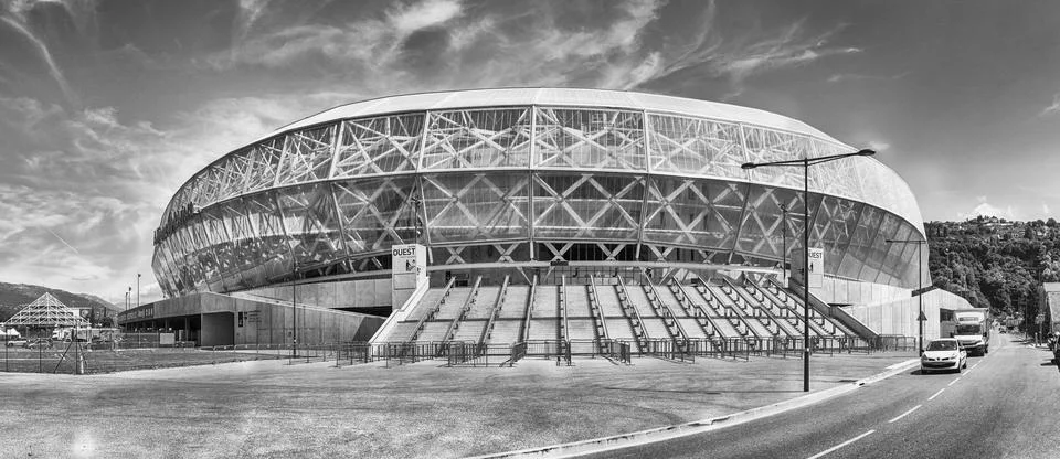 Exterior view of Allianz Riviera Stade de Nice stadium, France Stock Photos