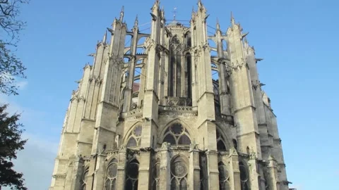 Exterior view of the apse in the gothic cathedral of Beauvais, France. Stock Footage 141883124