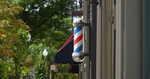 Exterior View of Barber Pole Stock Footage 79839197
