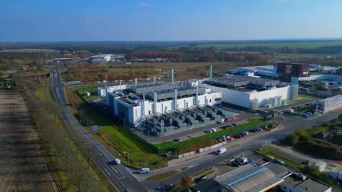 Exterior view bIg Data center building, global cloud computing. Magic aerial Stock Footage 321735960