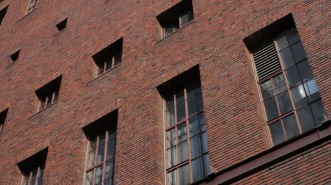Exterior view of the facade of a red brick building Stock Footage 59832820