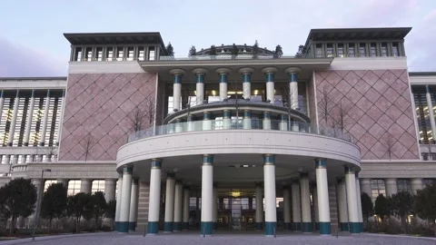 Exterior view of library designed according to traditional Turkish architectu Stock Footage 145389650