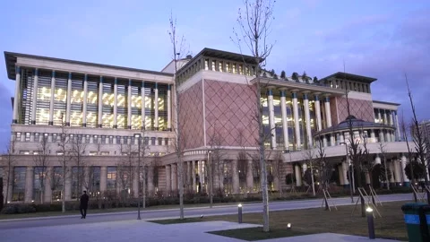 Exterior view of library designed according to traditional Turkish architectu Stock Footage 145412434