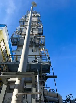 Exterior view of the rectification column for air separation Stock Photos