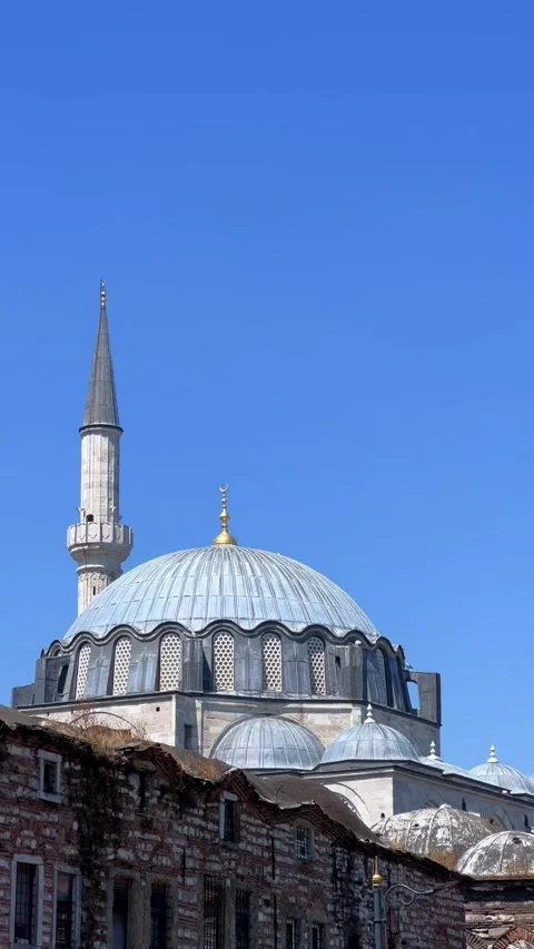 Exterior view of the Rustem Pasha Mosque in Eminonu.  Stock Footage 304700682