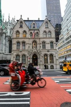 Exterior view of St. Patrick’s Cathedral in New York Stock Photos