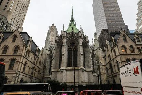 Exterior view of St. Patrick’s Cathedral in New York Stock Photos