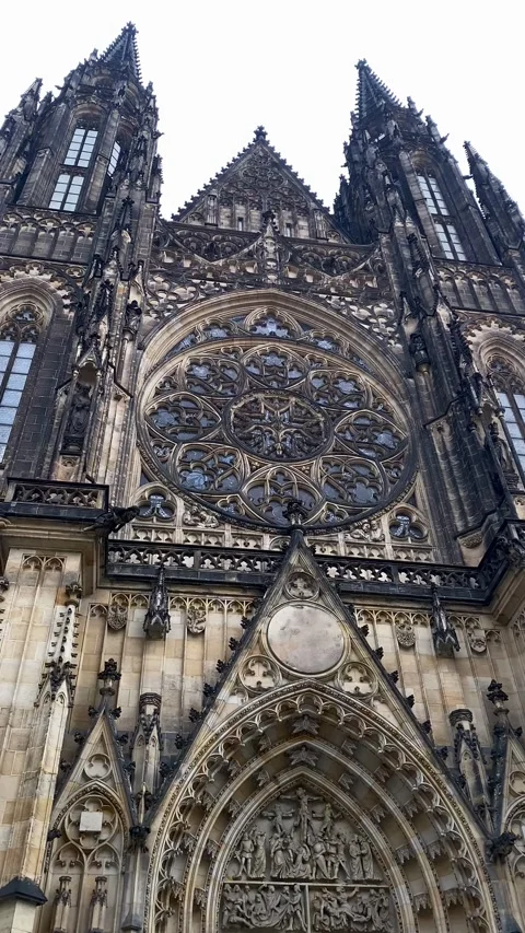 Exterior view of St. Vitus Cathedral in Prague, Czech Republic. Video stock 340764409