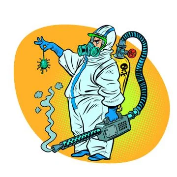 The exterminator killed the coronavirus Stock Illustration