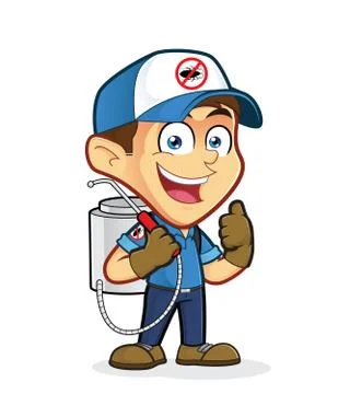 Exterminator or pest control giving thumbs up Stock Illustration