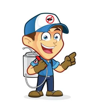 Exterminator or pest control presenting something Stock Illustration