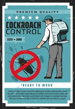 Exterminator in protective suit, cockroach control Stock Illustration