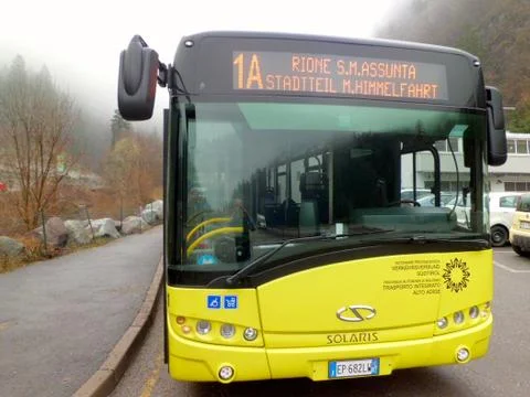 External and interior of the bus both on the passenger side with seats Stock Photos