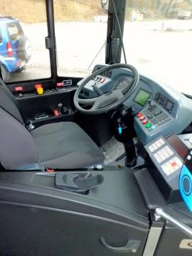 External and interior of the bus both on the passenger side with seats Foto stock