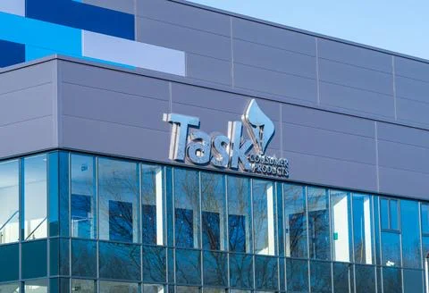 External building signage of Task Consumer Products Stock Photos