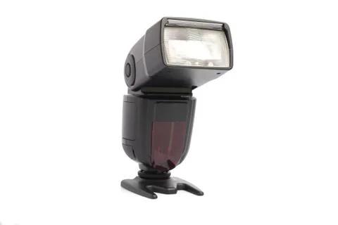 External camera flash isolated on white background Stock Photos