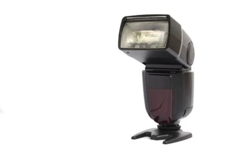 External camera flash isolated on white background Stock Photos