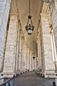 External Corridor in the San Peter basilica. Stock Photos