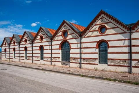 External facade of the old spinning mill building 写真素材