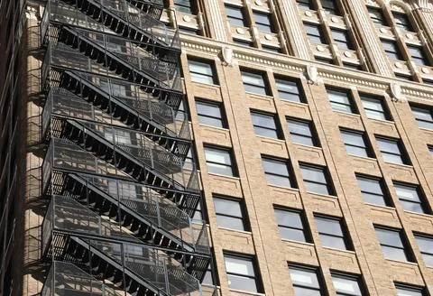 External fire escape on a very large american building Stock Photos